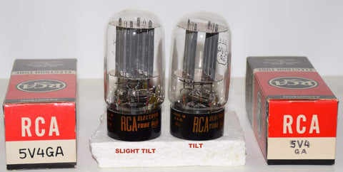 (!!!) (Best RCA Pair) 5V4GA RCA gray plates NOS 1963-1965 slightly tilted glass (60-62/40 and 59-60/40)