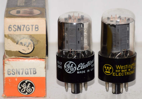 (!!!!) (Best Value Pair) 6SN7GTB GE NOS 1960-1965 (5.6/5.6ma and 6.1/6.8ma) (close Gm) (Schiit Freya, Rogue)
