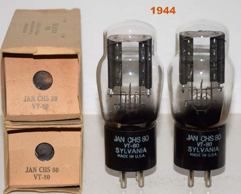 (!!!!) (Best Sounding Pair #1) JAN-CHS-80 Sylvania NOS 1944 (51-55/40 and 51-55/40)