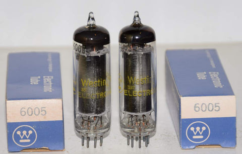 (!!!) (PAIR) 6005W Sylvania branded Westinghouse black plates NOS 1970's (39ma and 40.4ma)