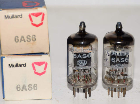 (!!!) (PAIR) 6AS6 Mullard BVA UK NOS 1974 (4.5ma and 4.4ma) (tubedrve)