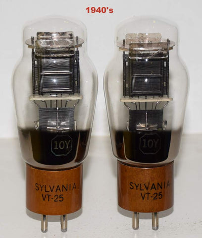 (!!!!!) (Best Pair #1) 10Y=VT-25 SYLVANIA NOS 1940's (25.0ma and 25.6ma) 1-3% matched (same Gm)