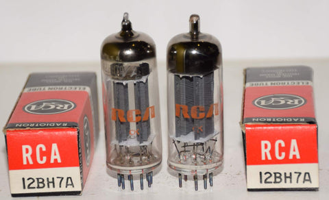 (!!!!) (Best Pair #1) 12BH7A RCA gray plates NOS 1969 (10.2/10.4ma and 11/12ma)