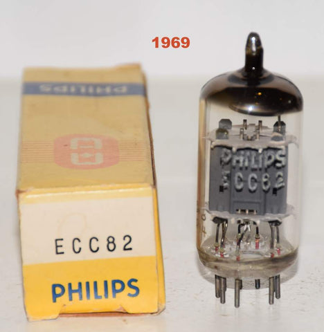 (!!!!) (Single) ECC82=12AU7 Philips Holland NOS 1969 (11.8/11.4ma) (Same Gm) 1-3% section balance