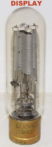 (DISPLAY) 242 Duovac USA brass base 1930's used but has high current will not run stable in amp - sold as display tube only