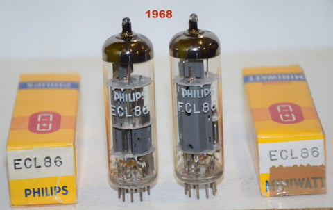 (!!!!) (Best Pair) ECL86=6GW8 Philips Holland NOS 1968 (1.1/1.2ma and 40.5/44ma)