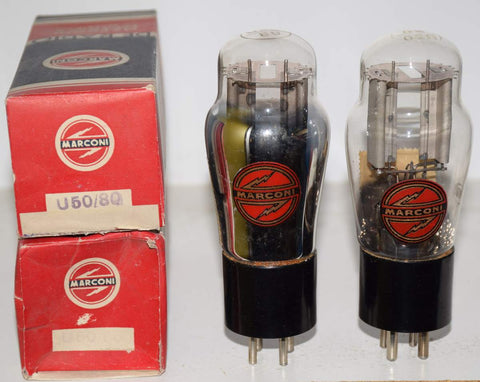 (!!!!) (Best Pair) 80=U50 Marconi Madrid Spain tall bottle NOS 1949 (54-64/40 and 57-62/40)