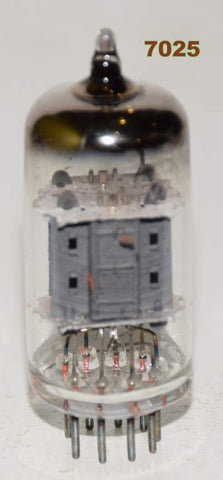 (!!!) 7025 RCA ribbed gray plates used/tests like new 1960's faded printing (Gm=1500/1500 and 1.1/0.9mA) (V1 guitar amp)