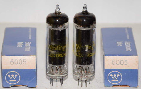 (!!!) (PAIR) 6005W Sylvania branded Westinghouse black plates NOS 1970's (45ma and 48ma)
