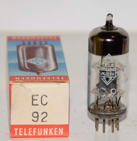(!!!!) (Best Single #4) EC92=6AB4 Telefunken Germany <> bottom NOS 1969 (8ma) (mic)