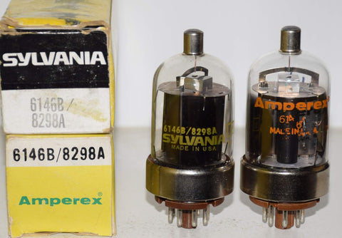 (!!!!) (Best Overall Pair) 6146B Sylvania and Sylvania Amperex NOS 1970's same build (111ma and 116.5ma) (close Gm)