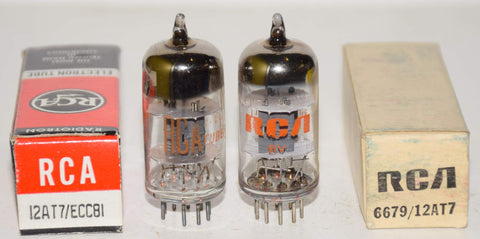(!!) (Recommended Pair) 12AT7 RCA gray plates NOS 1960's (9.4/10.5ma and 9.5/8.7ma)