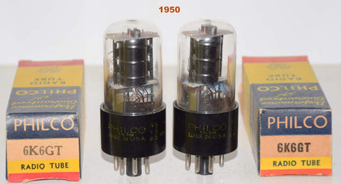 (!!!) (BEST OVERALL PAIR) 6K6GT Philco by Sylvania NOS 1950 (46.6ma and 47.4ma)