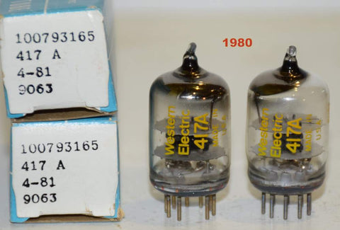 (!!!!!) (BEST PAIR #1) 417A Western Electric NOS 1980 (42.5ma and 43ma)