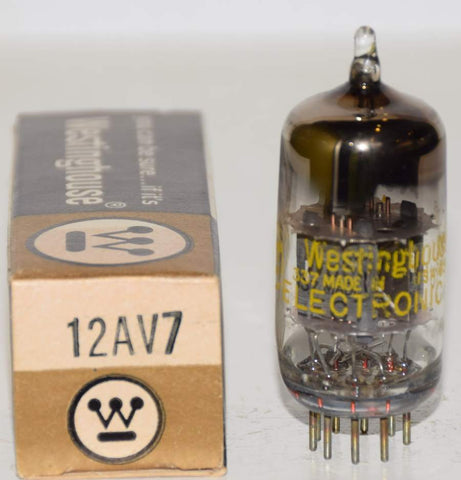 12AV7 Westinghouse by GE gray plates U getter NOS 1963 (13.5/17.6ma)