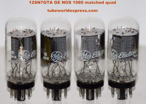(!!!!) (Recommended Quad) 12SN7GTA GE coin-base side getter NOS 1980 (matched quad) 1-3% matched