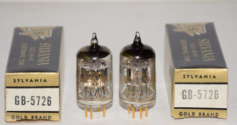 (!!) (Best Pair) GB-5726=6AL5 Sylvania Gold Brand Gold Pins NOS 1960's (49-50/40 and 50-50/40)