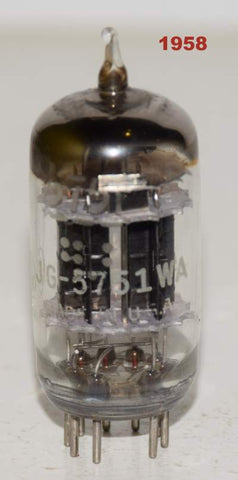 (!!!!) (Recommended Single) JG-5751WA GE black plates triple mica D getter 1958 like new (2.9/2.8ma)