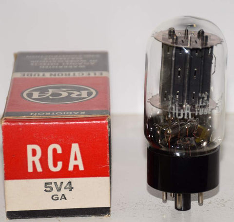(!!!) (Best Single) 5V4GA RCA black plates NOS 1958 slightly tilted glass (62/40 and 62/40)
