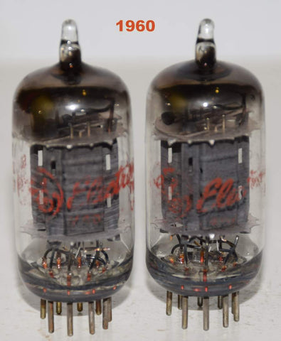 (!!!!) (Best Pair 1960) 12AX7 GE tall gray ribbed plates