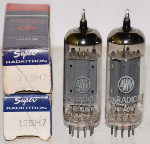 (!!!!!) (Best Pair #5) 12BH7 Super Radiotron Australia gray ribbed plates NOS 1960's (8.8/9.8ma and 8.8/9.3ma) 1-3% matched (similar sound to RCA) (rare) (McIntosh, VTL, Manley, Quicksilver)