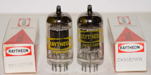 (!!!!) (BEST PAIR #1) CK-5687WB Raytheon black plates 1960's (Audio Note, Manley, Modwright) (33/34ma and 33/34.2ma) 1-2% matched