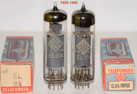 (!!!!!) (BEST PAIR) EL84=6BQ5 Telefunken Germany <> bottom NOS and low hours/like new 1955 and 1966 (51ma and 55ma)