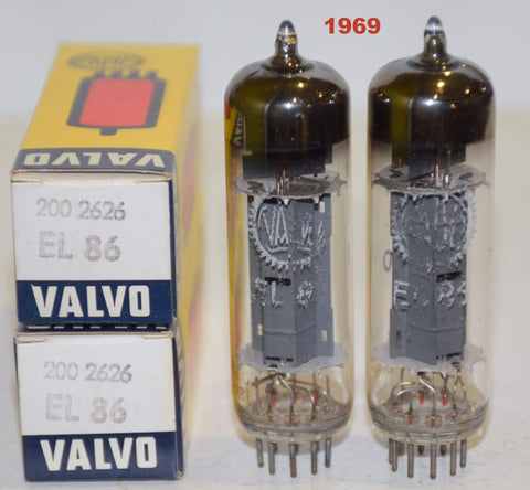 (!!!) (Recommended Pair) EL86 Valvo Holland NOS original boxes 1969 (59.5ma and 61.5ma)