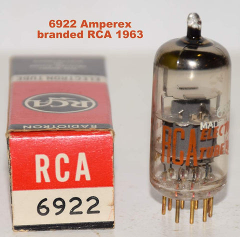 (!!!!) (Best Single 1963) E88CC=6922 Amperex USA branded RCA NOS 1963 (18.8/17.6ma) (Highest mA and Gm)