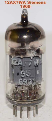 (!!!) (Recommended Single) 12AX7WA=E83CC SIEMENS HALSKE GERMANY triple mica used/tests like new 1969 (1.2/1.0ma)