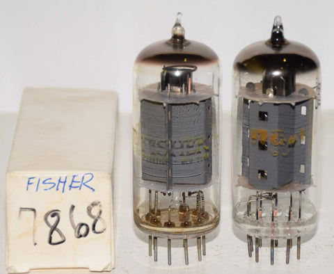 (!!) (Best Pair #3) 7868 Sylvania branded RCA and Fisher tipped top used/good 1970's (57.5ma and 56ma)