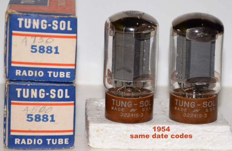 (!!!!) (Best Pair #2) 5881 Tungsol NOS 1954 original boxes (68.5ma and 69.2ma)