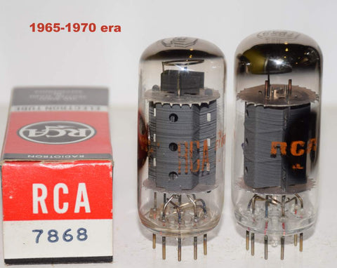 (!) (Recommended Pair) 7868 RCA NOS 1965-1970 era (47ma and 50ma)