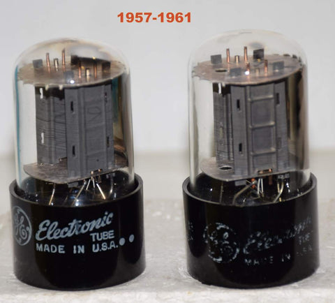 (!!!!) (Good Value Pair) 6SN7GTB GE used/good 1958-1961 (6.4/6.8ma and 6.4/6.6ma)