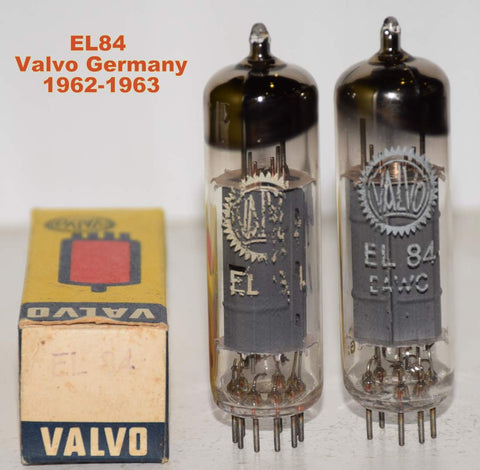 (!!!!) (Recommended Pair) EL84 Valvo Germany made in Hamburg NOS 1962-1963 (48ma and 52ma)