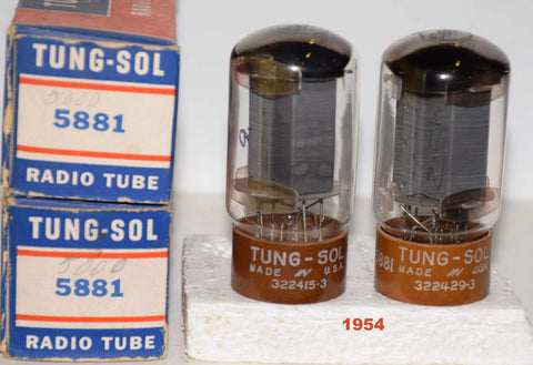 (!!!!) (Best Pair #1) 5881 Tungsol NOS 1954 original boxes (72 and 73ma) (rare)