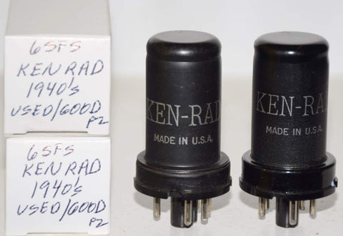 (!) (Good Value Pair) 6SF5 Ken Rad used/good 1940's (.8ma and .8ma)
