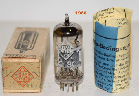 (!!!!) (Recommended Single) ECC801S=12AT7 Telefunken Germany <> bottom NOS 1966 with warranty sheet (8.5/9.8ma)