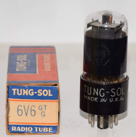 (!!!) 6V6GT Tungsol black plate coated glass used/good 1940's hairline crack in base (44ma)