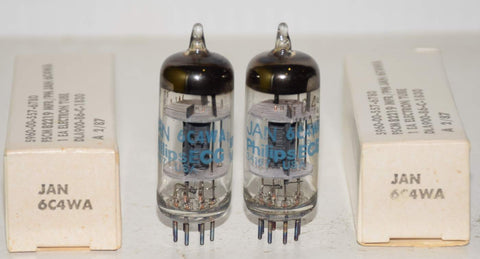 (!!!!) (Best Value Pair) 6C4WA Philips JAN by Sylvania NOS 1987 (8.8ma and 9.2ma) (same Gm)