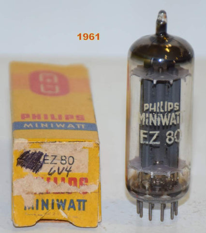 (!) EZ80 Philips Miniwatt France used/tests like new 1961 (63/40 and 64/40)