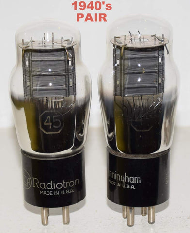 (!!!!!) (Recommended Pair) 45 RCA and Cunningham used/good (29ma and 33ma) 1-3% matched