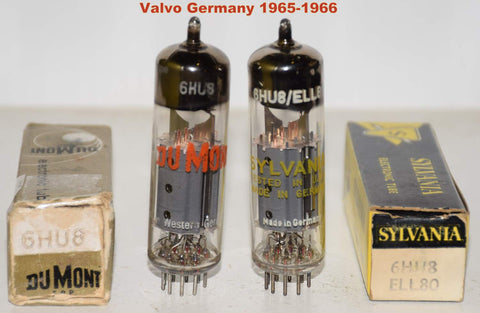 (!!!) (Best Pair) ELL80=6HU8 Valvo Germany NOS branded Sylvania and Dumont 1965-1966 (22/21ma and 21/22.5ma)