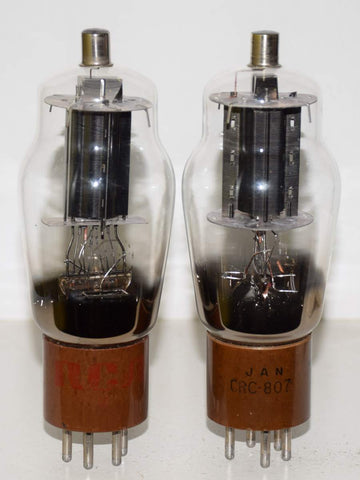 (!!!!) (Best Value Pair) 807 RCA black plates NOS 1959-1970 same build in white boxes (66.5ma and 65.2ma) (Same Gm)