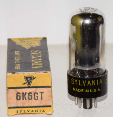 6K6GT Sylvania black plate chrome top NOS 1956 (41.2ma)