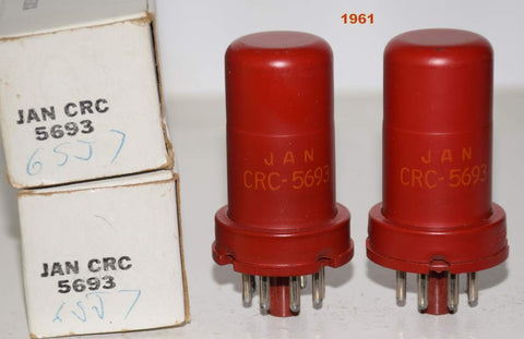 (!!!) (BEST PAIR) JAN-CRC-5693 RCA NOS 1961 original boxes (2.9ma/3.0ma) (same Gm) (premium low noise 6SJ7) (Peluso, Gibson)