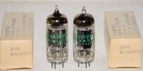 (!!!) (Best Pair) JAN-6AH6WA Sylvania NOS 1969 (9.8ma and 10ma) (Douk Audio P1)