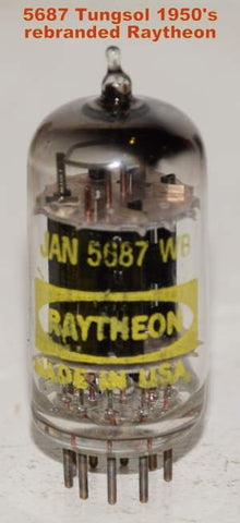 (!!!!) (microphonic singles) JAN-5687WB Tungsol branded Raytheon black plates