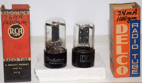 (!!) (2nd Best Pair) 6AE5GT Tungsol branded Delco and Radiotron NOS 1940's (7.4ma and 7.6ma)
