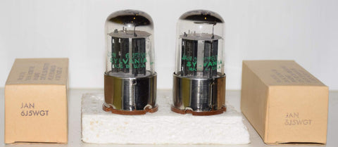 (!!!!) (Best Pair #2) JAN-6J5WGT Sylvania NOS 1967 (8.8ma and 9.4ma) (close Gm) 1-5% matched